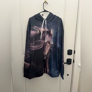 HOODIE Big Man Purple Horse Graphic Hoodie  Size XL & 2XL (Unisex-Friendly) NWOT